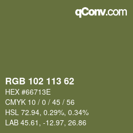Color code: RGB 102 113 62 | qconv.com