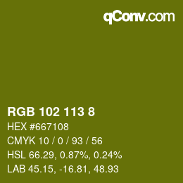 Code couleur: RGB 102 113 8 | qconv.com