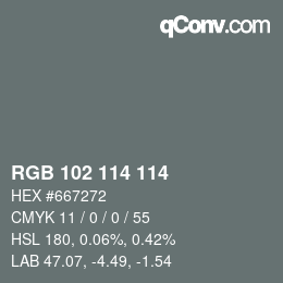 カラーコード: RGB 102 114 114 | qconv.com