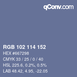 Color code: RGB 102 114 152 | qconv.com