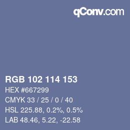 Color code: RGB 102 114 153 | qconv.com