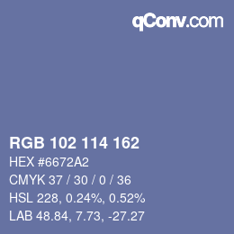 カラーコード: RGB 102 114 162 | qconv.com