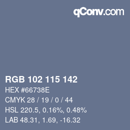 Color code: RGB 102 115 142 | qconv.com