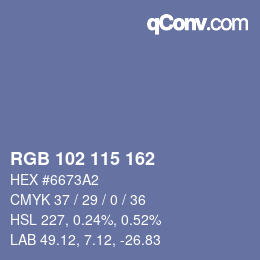カラーコード: RGB 102 115 162 | qconv.com