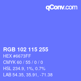 Color code: RGB 102 115 255 | qconv.com