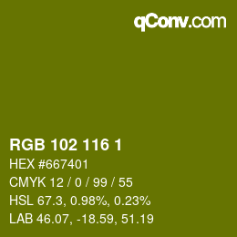 Color code: RGB 102 116 1 | qconv.com