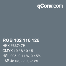 Código de color: RGB 102 116 126 | qconv.com
