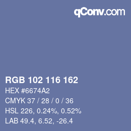 Color code: RGB 102 116 162 | qconv.com