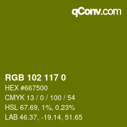 颜色代码: RGB 102 117 0 | qconv.com