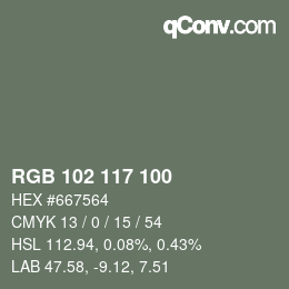 Color code: RGB 102 117 100 | qconv.com