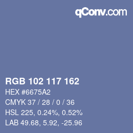 Color code: RGB 102 117 162 | qconv.com