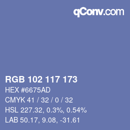Color code: RGB 102 117 173 | qconv.com