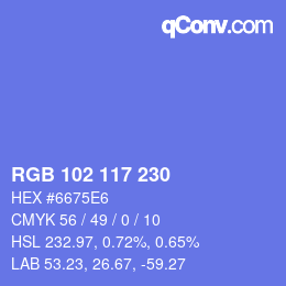 Color code: RGB 102 117 230 | qconv.com