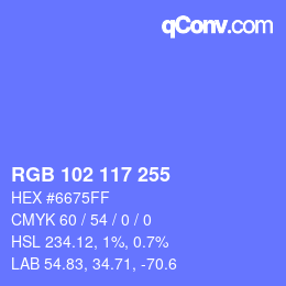 Color code: RGB 102 117 255 | qconv.com