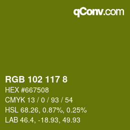 Color code: RGB 102 117 8 | qconv.com