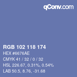 カラーコード: RGB 102 118 174 | qconv.com