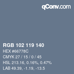 Color code: RGB 102 119 140 | qconv.com