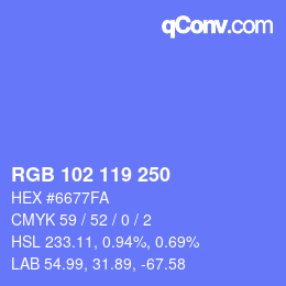 Color code: RGB 102 119 250 | qconv.com
