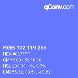 Color code: RGB 102 119 255 | qconv.com