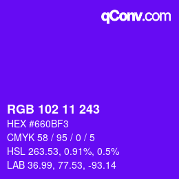 Color code: RGB 102 11 243 | qconv.com