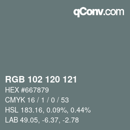 Color code: RGB 102 120 121 | qconv.com