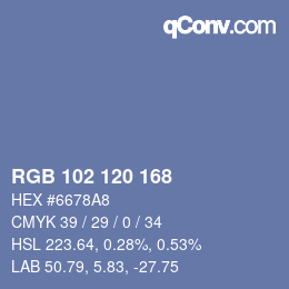 Color code: RGB 102 120 168 | qconv.com