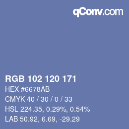 Color code: RGB 102 120 171 | qconv.com