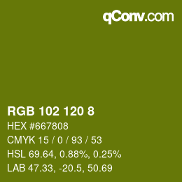 颜色代码: RGB 102 120 8 | qconv.com