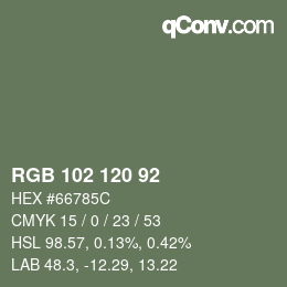 颜色代码: RGB 102 120 92 | qconv.com