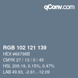 Código de color: RGB 102 121 139 | qconv.com