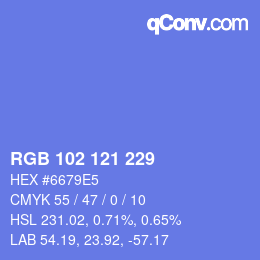 Color code: RGB 102 121 229 | qconv.com