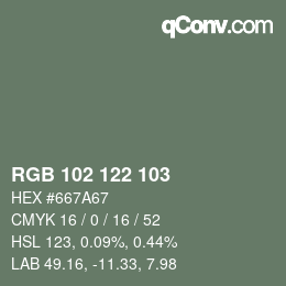 Código de color: RGB 102 122 103 | qconv.com