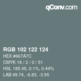Code couleur: RGB 102 122 124 | qconv.com