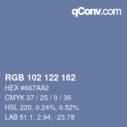 カラーコード: RGB 102 122 162 | qconv.com