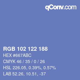 Color code: RGB 102 122 188 | qconv.com