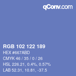 Color code: RGB 102 122 189 | qconv.com