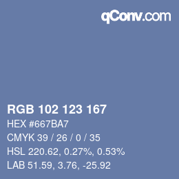 Código de color: RGB 102 123 167 | qconv.com