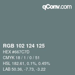 Farbcode: RGB 102 124 125 | qconv.com