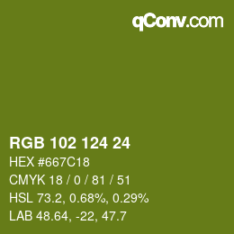 Color code: RGB 102 124 24 | qconv.com