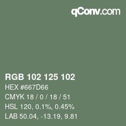 Color code: RGB 102 125 102 | qconv.com