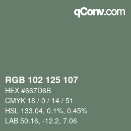 Color code: RGB 102 125 107 | qconv.com
