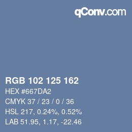Color code: RGB 102 125 162 | qconv.com