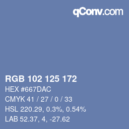 Color code: RGB 102 125 172 | qconv.com