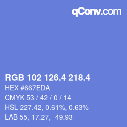 カラーコード: RGB 102 126.4 218.4 | qconv.com