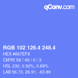 カラーコード: RGB 102 126.4 248.4 | qconv.com