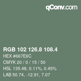 カラーコード: RGB 102 126.8 108.4 | qconv.com