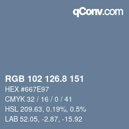 カラーコード: RGB 102 126.8 151 | qconv.com