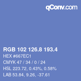 カラーコード: RGB 102 126.8 193.4 | qconv.com
