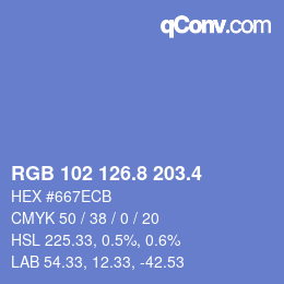 カラーコード: RGB 102 126.8 203.4 | qconv.com