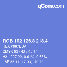 カラーコード: RGB 102 126.8 218.4 | qconv.com